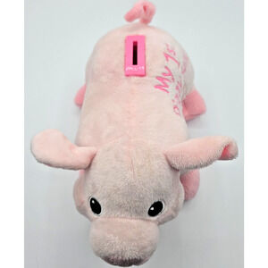 Dan Dee Plush Pink Piggy Bank 11" X 7" Stuffed Pig With Stopper Coin Bank Cute